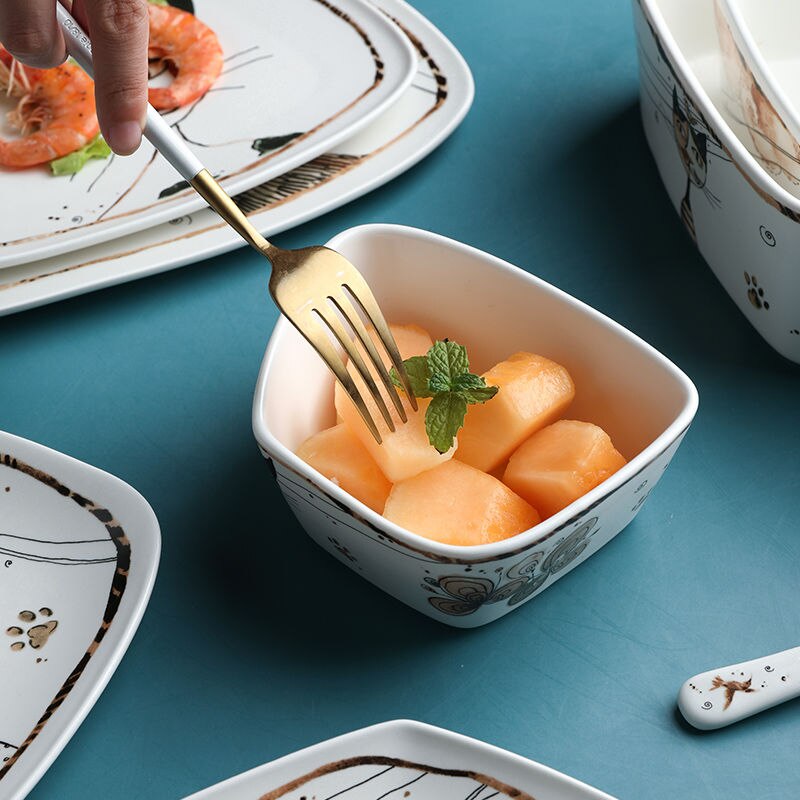 Cute Cartoon Cat Ceramic Tableware Bowls