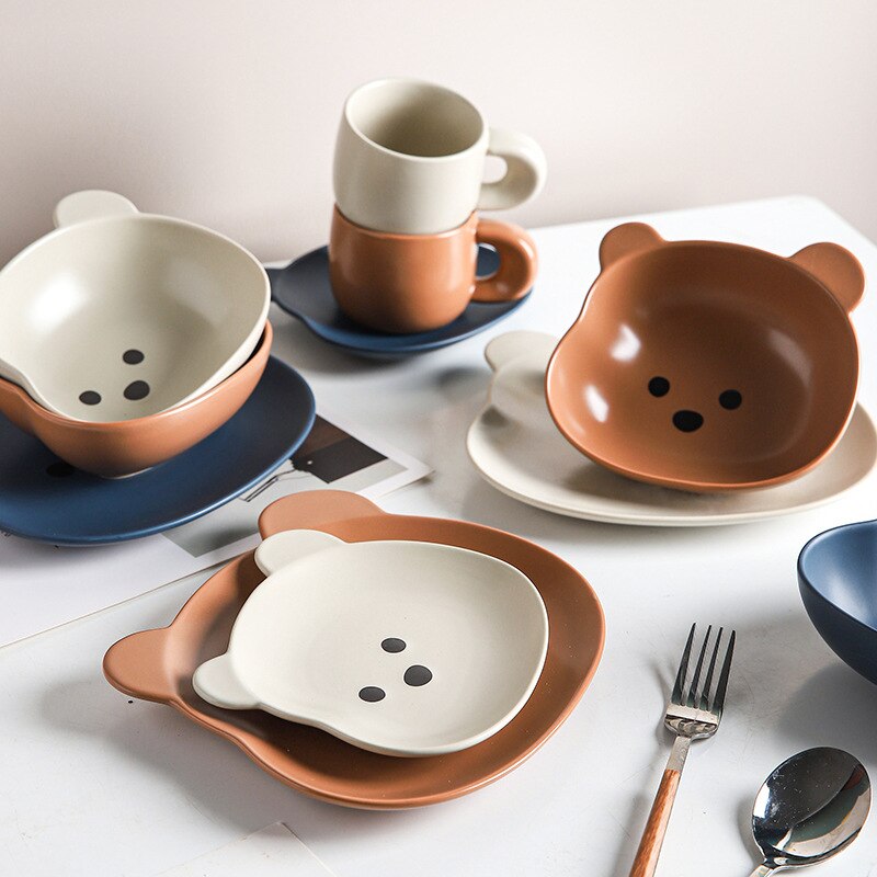 Kawaii Bear Bowl Plate Ceramics Cute Breakfast