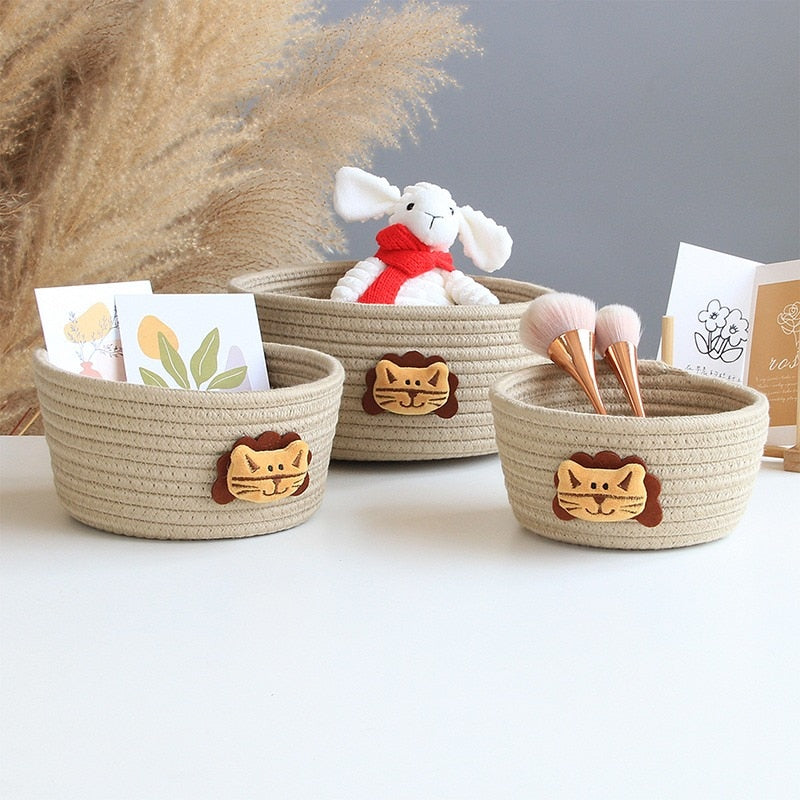 Cartoon Animals Hand Woven Storage Basket