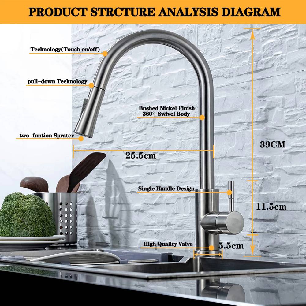 Stainless Steel Black Smart Induction Mixed Tap