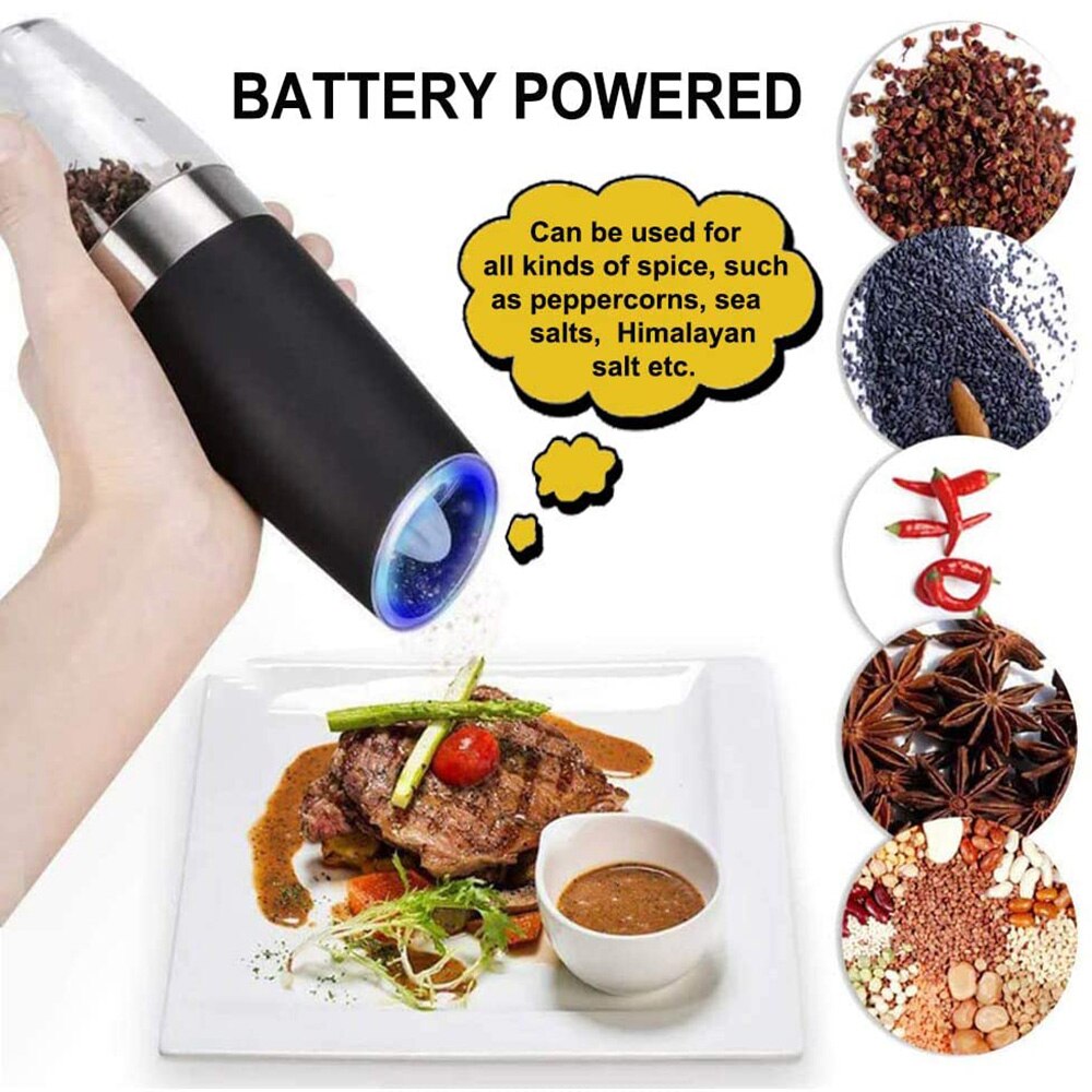 Electric Grinders with LED Light Automatic Salt Pepper