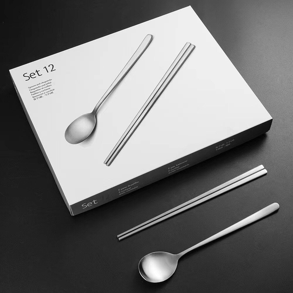 Stainless Steel Food Chopsticks Spoon Set