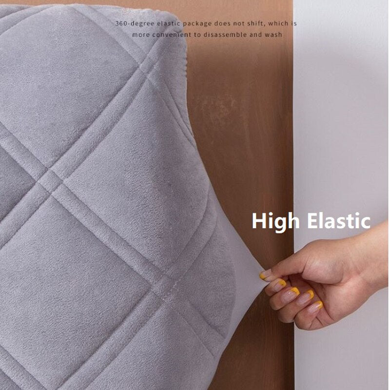 Plush Velvet Bed Headboard Cover Thicken Elastic Solid Color Bed Head Cover Luxury Full Piece Anti-Dust Bed Back Protector Cover