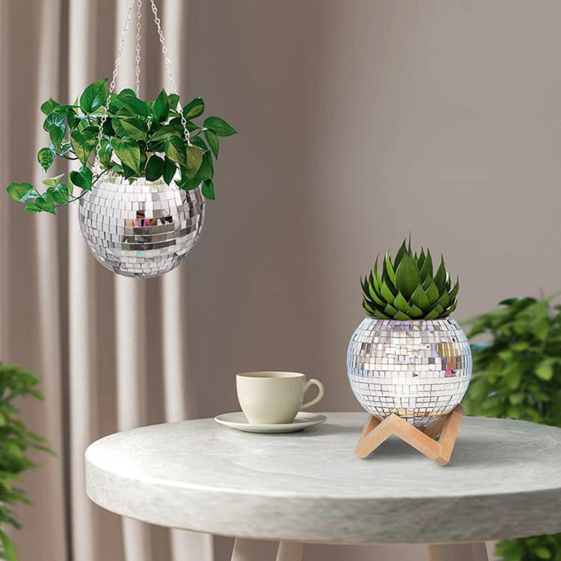 Disco Ball Flower Planter Pots