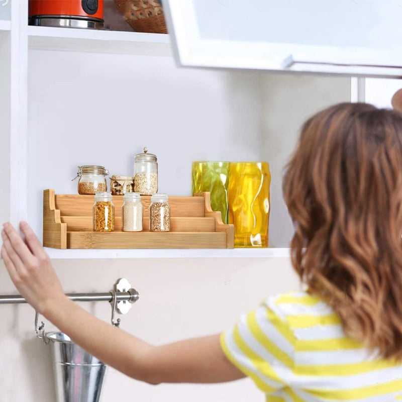 Bamboo Spice Rack Organizer for Cabinet