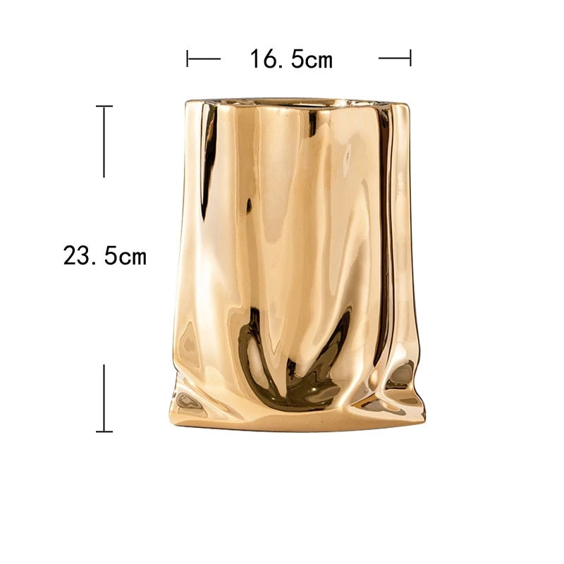 Nordic golden celectroplating ceramic vase