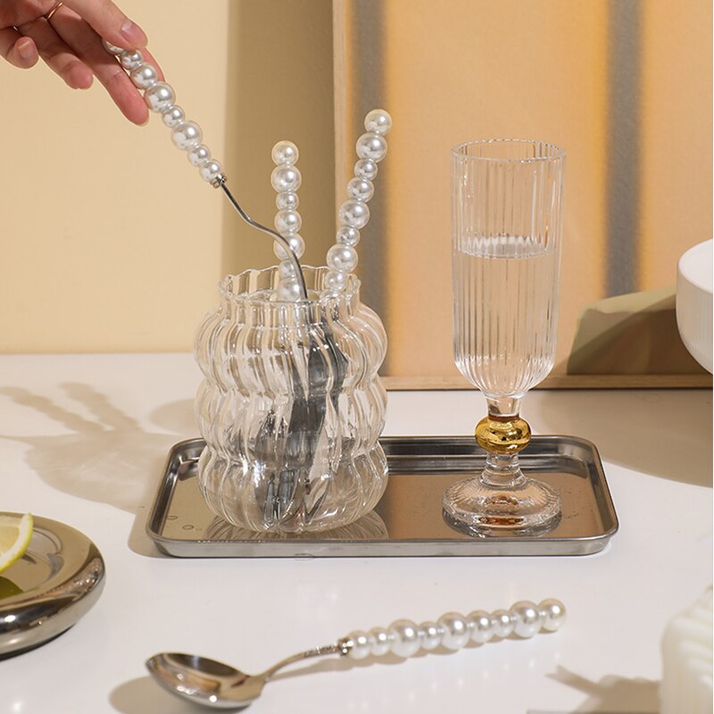 Silver Fashion Pearl Cutlery Set