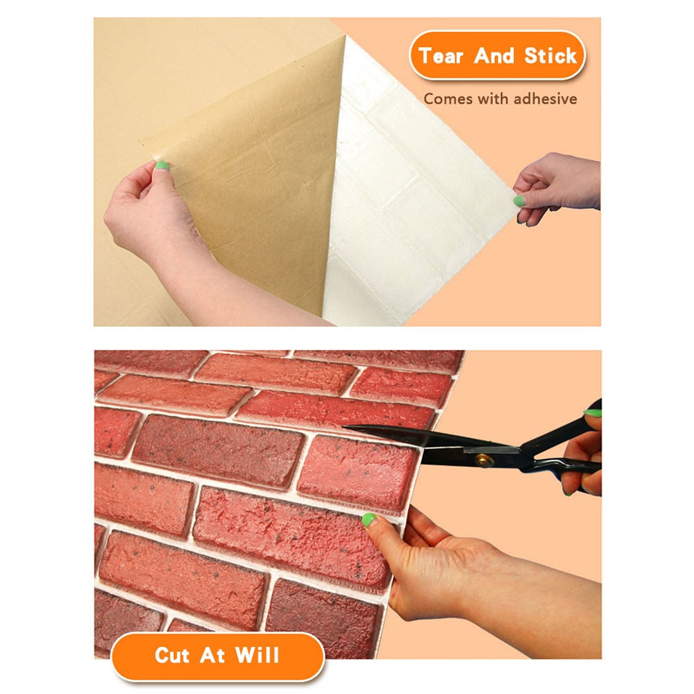 3D Brick Self-Adhesive Wall Sticker