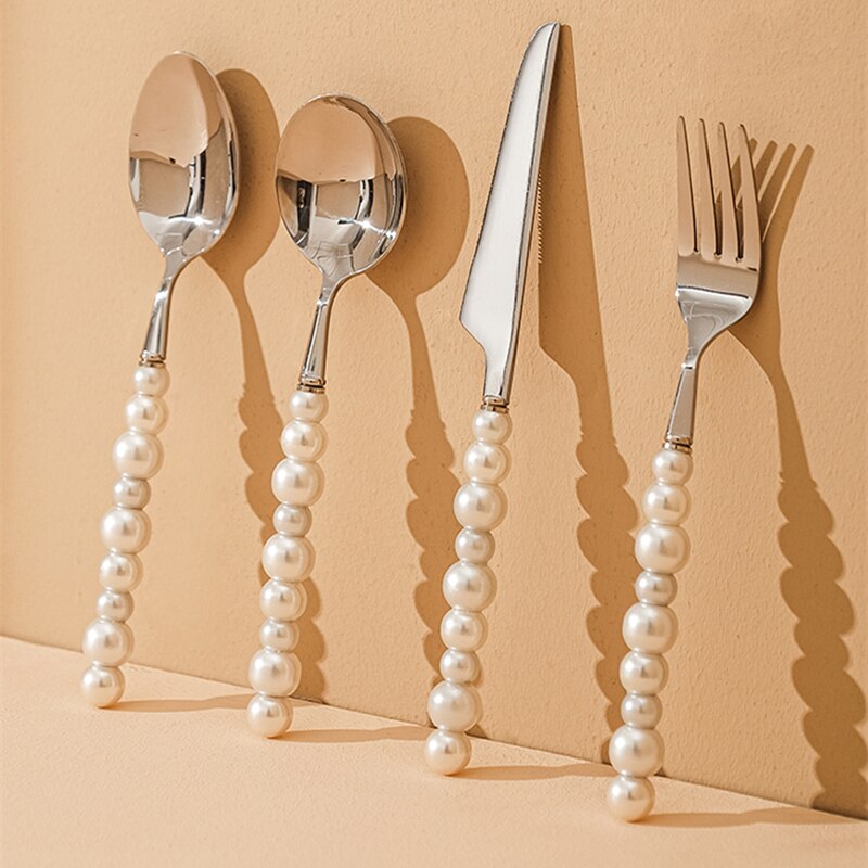 Silver Fashion Pearl Cutlery Set