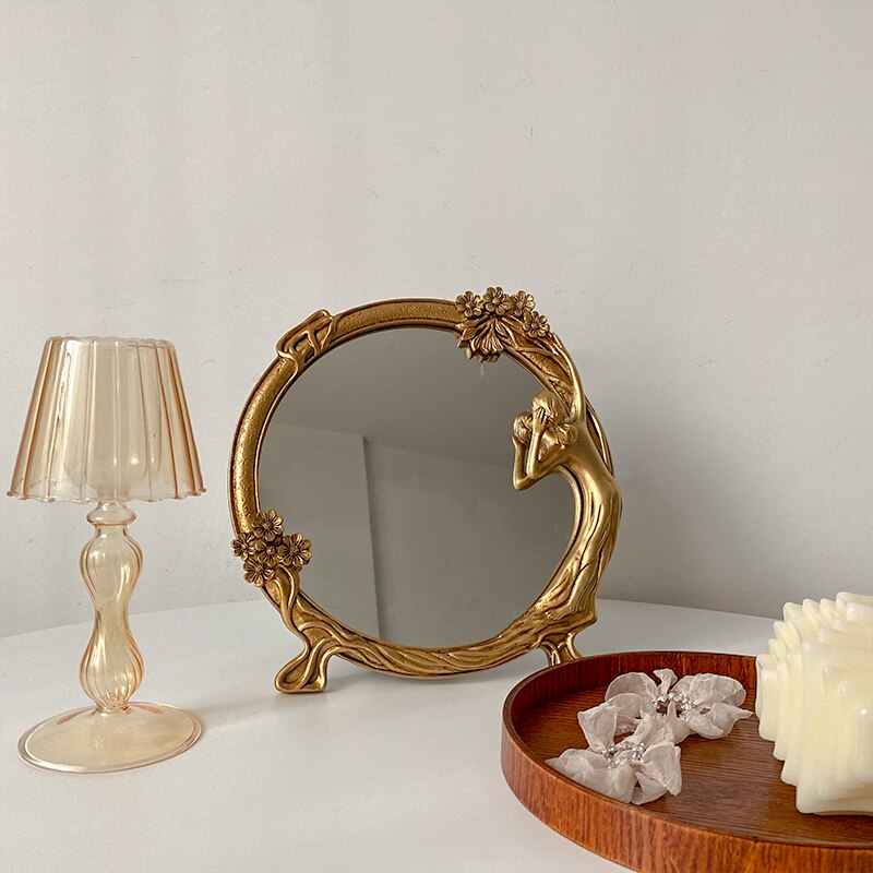 Vintage Gold Mirror for Desk