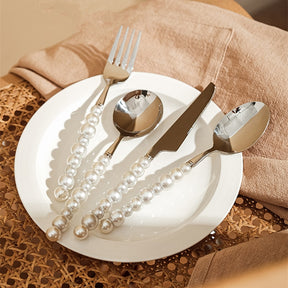 Silver Fashion Pearl Cutlery Set