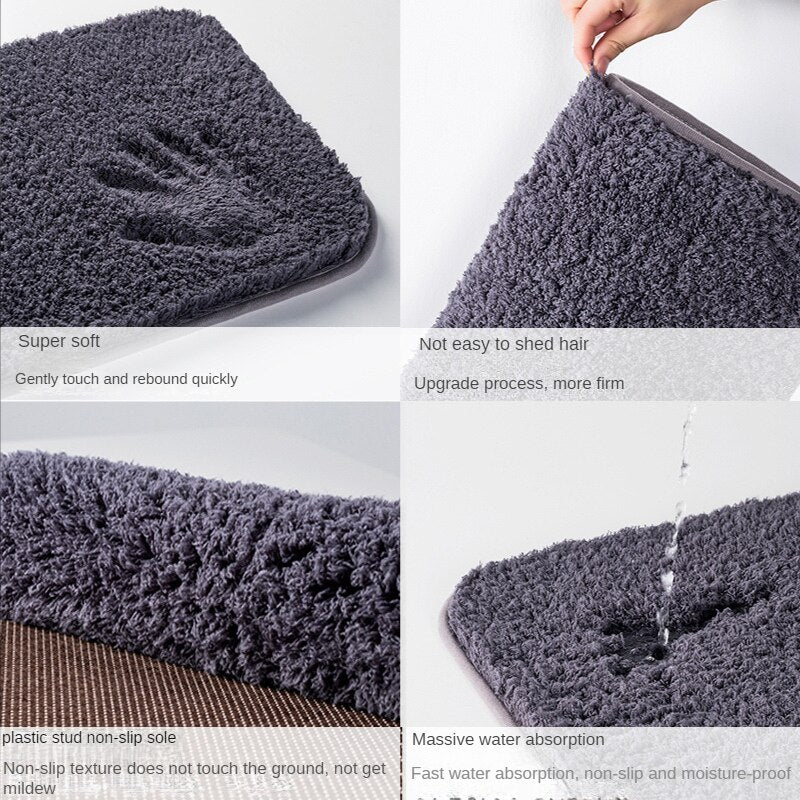 Bathroom toilet door absorbent floor mat