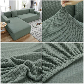 Plaid Jacquard Fabric L-Shaped Corner Sofa Cover Stretch Armchair Cover Modern Home Sofa Chaise Cover Lounge For Living Room