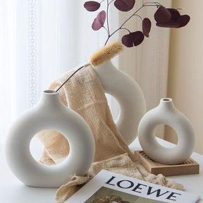 Nordic Ceramic Circular Hollow Vase