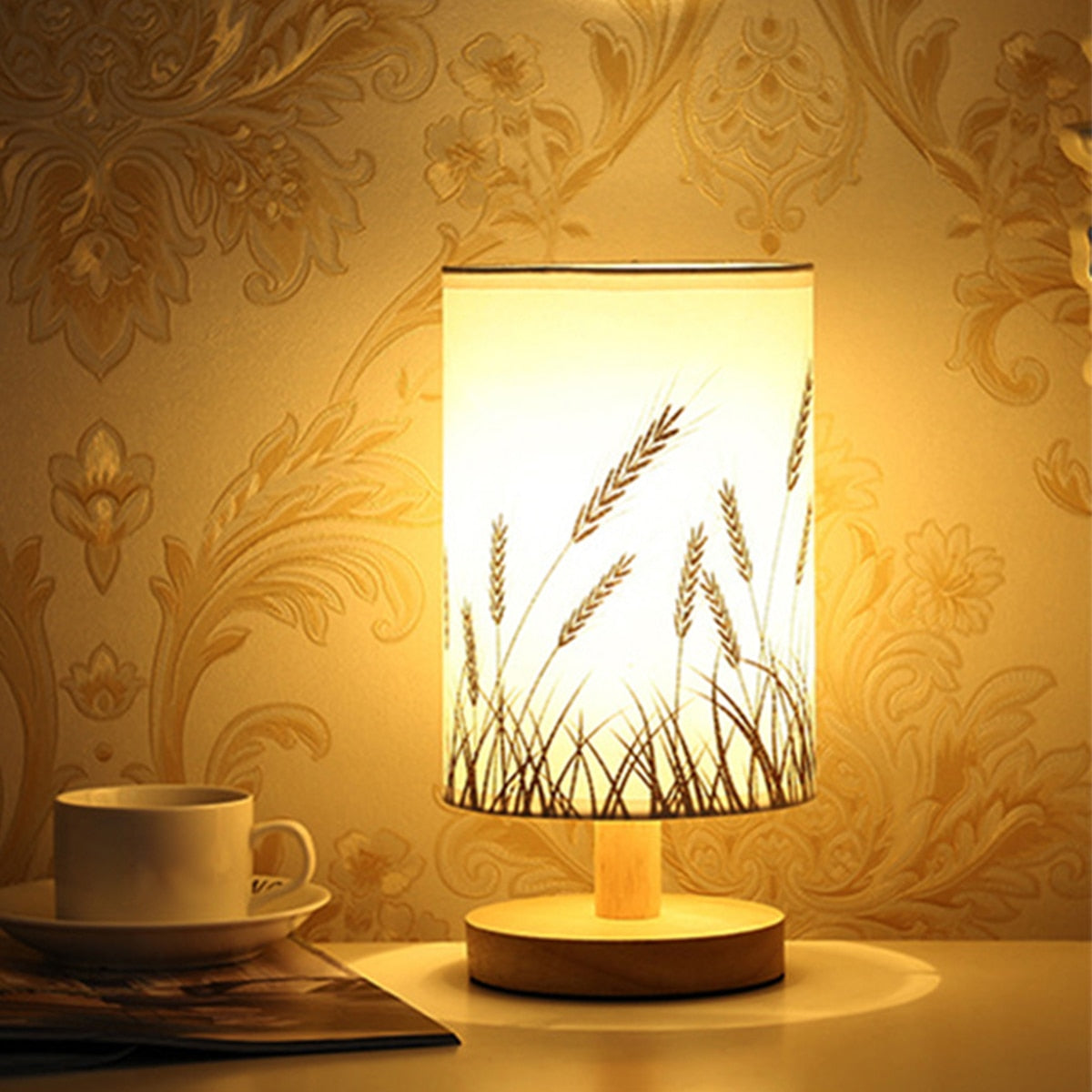 Linen Table Lamp USB Powered