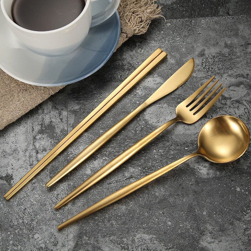 Matte Gold  Stainless Steel Dinnerware