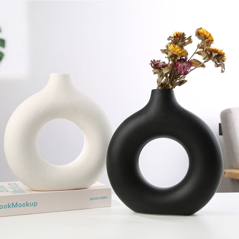 Nordic Ceramic Circular Hollow Vase