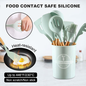 Silicone Kitchen Utensils Set Non-Stick Cookware