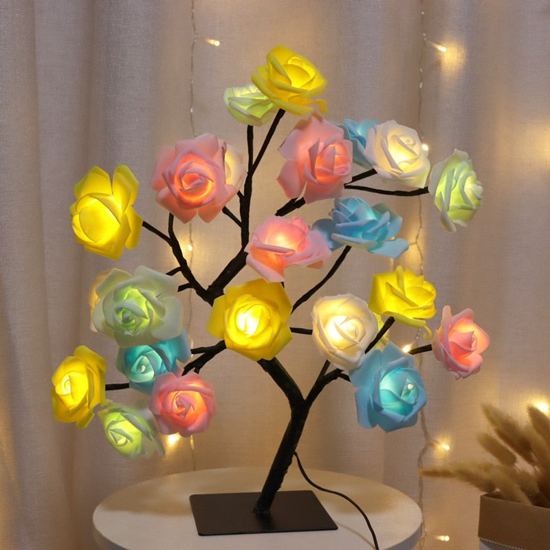 LED Table Lamp Rose Flower Tree