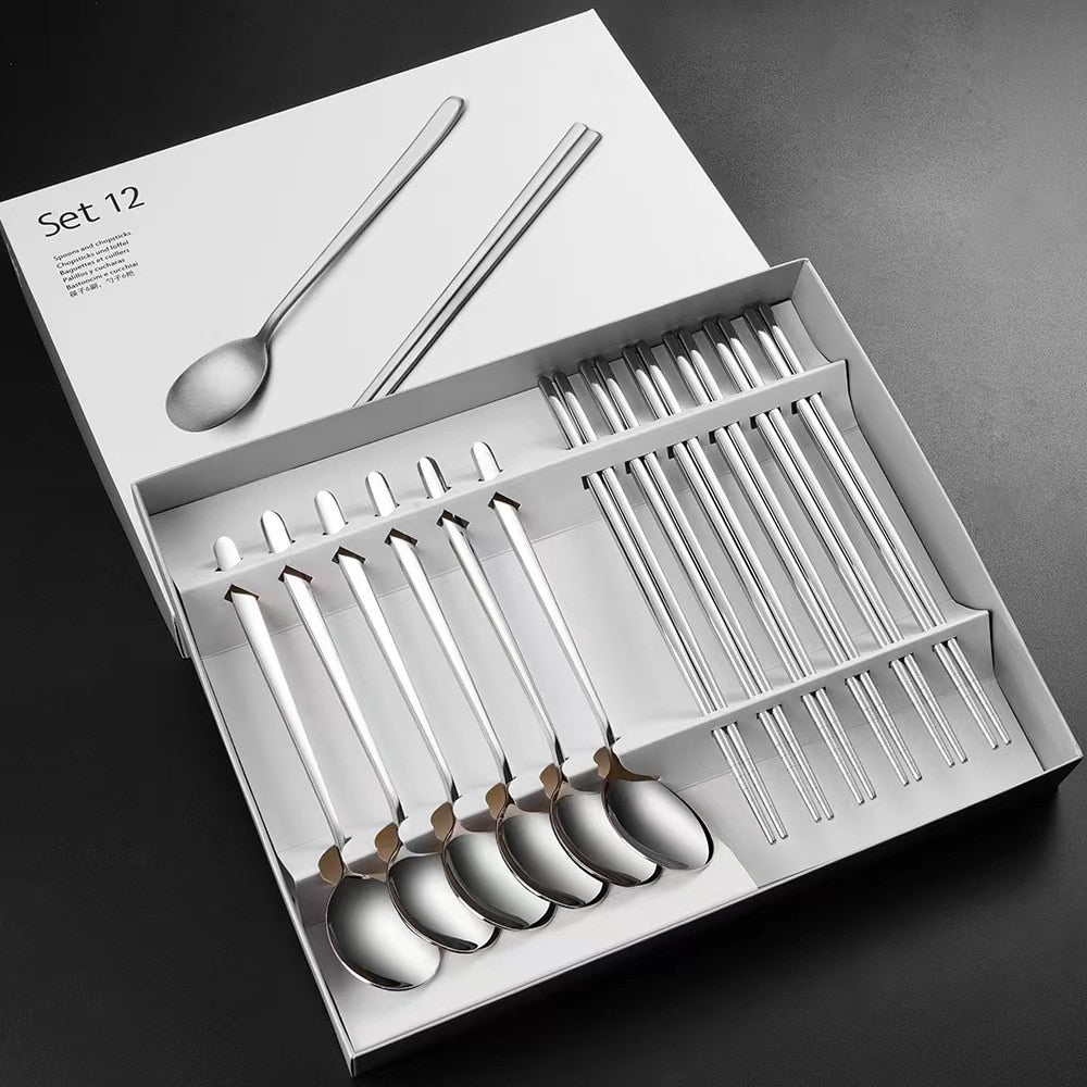 Stainless Steel Food Chopsticks Spoon Set