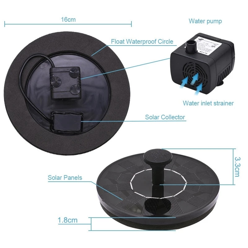 Mini Solar Water Fountain Pool Pond