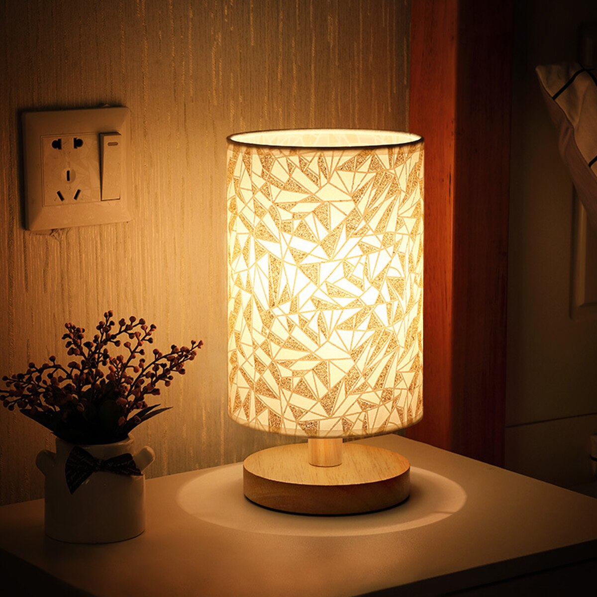 Linen Table Lamp USB Powered