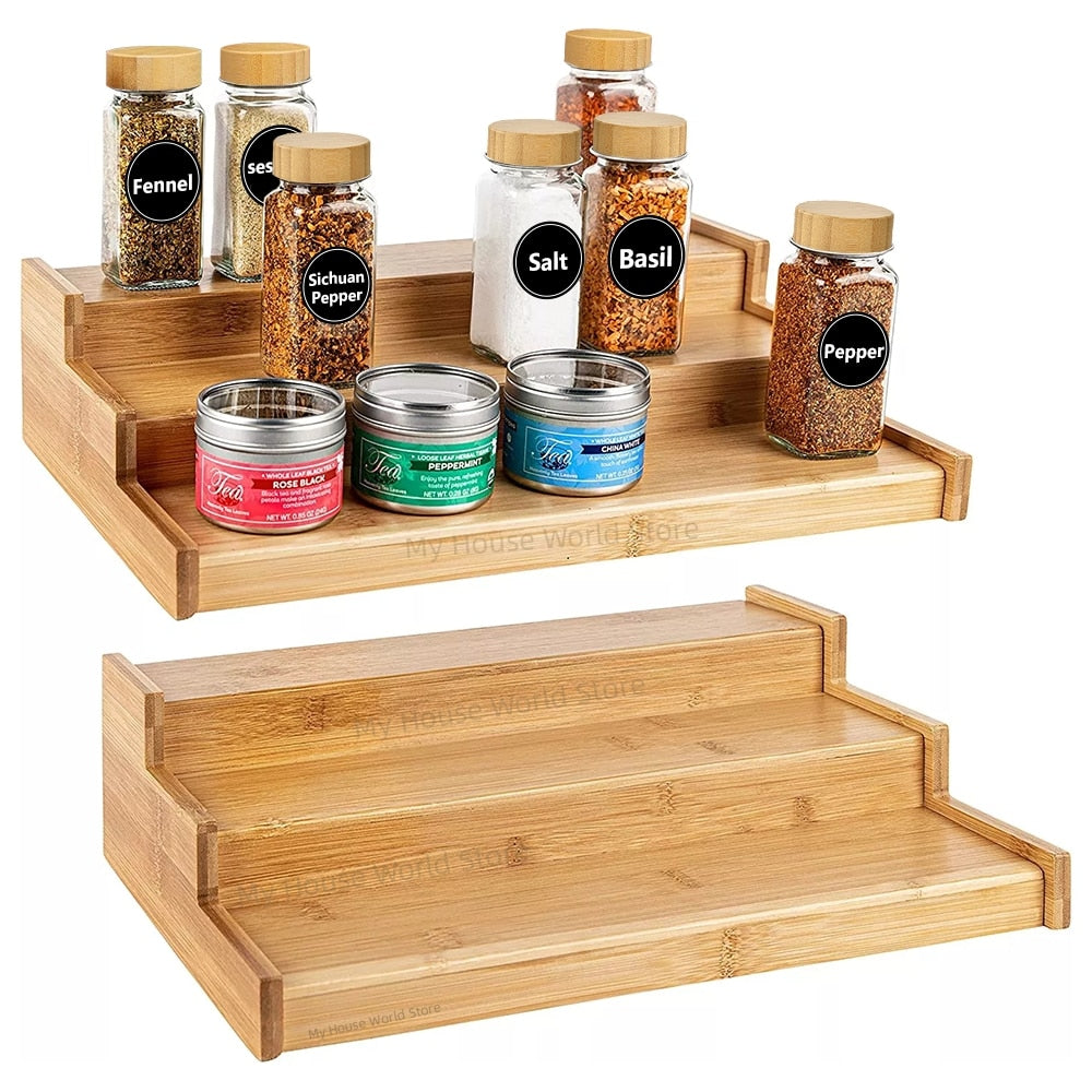 Bamboo Spice Rack Organizer for Cabinet