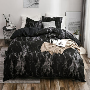 Modern marble printed feather pillowcase &amp; duvet cover, bedroom bedding set, single double queen-size king-size bed (no sheets)