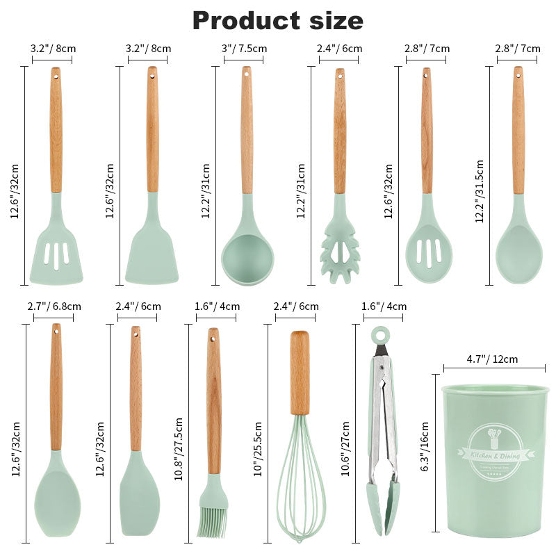 Silicone Kitchen Utensils Set Non-Stick Cookware