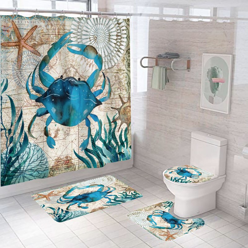 Sea Turtle Print Shower Curtain