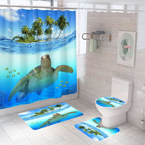 Sea Turtle Print Shower Curtain