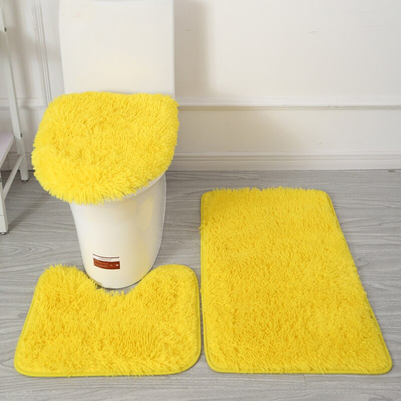 Plush Toilet Lid Cover Mat Set